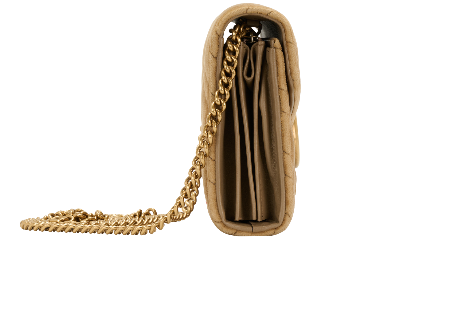 GG Marmont Wallet On Chain, &pound;495, Handbags, Brown, Velvet, Side view